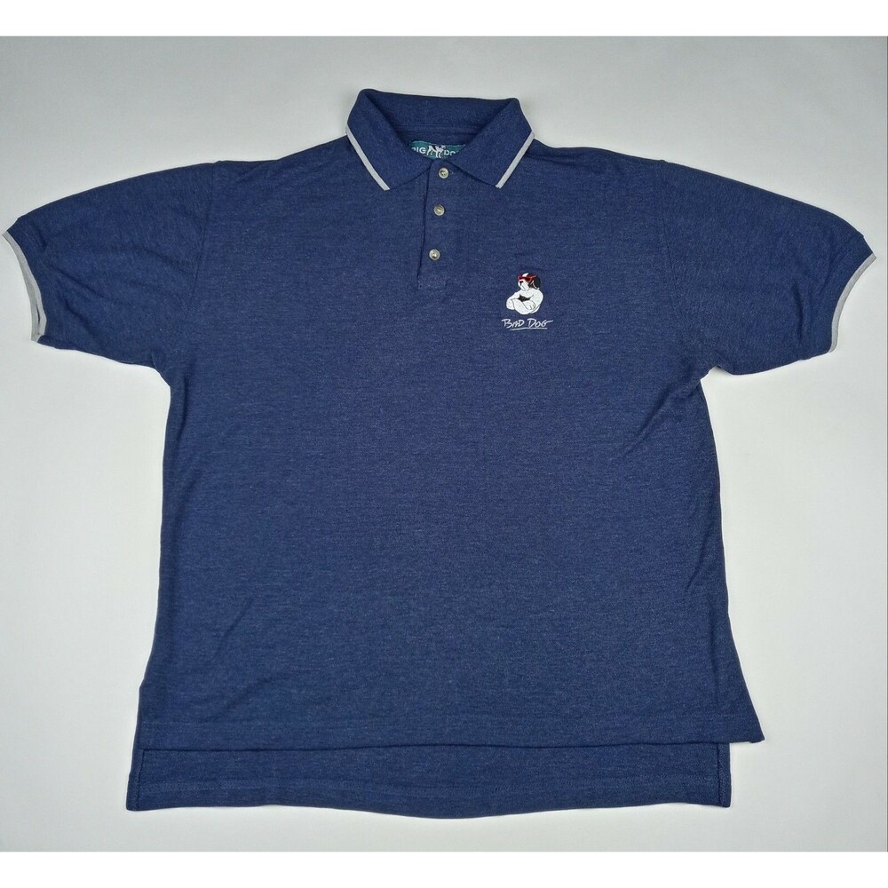 BIG DOGS Polo Shirt Bad Dog Sunglasses Men's Size Medium Blue Casual